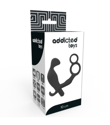ADDICTED TOYS - PLUG ANAL CON ANILLA DOBLE PENE Y TESTÍCULOS NEGRO