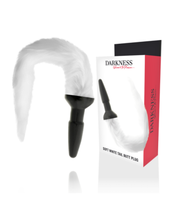 DARKNESS - PLUG ANAL SILICONA CON COLA BLANCA