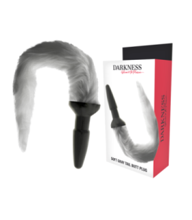 DARKNESS - PLUG ANAL SILICONA CON COLA GRIS