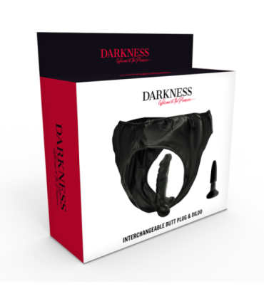 DARKNESS - PANTIES CON PLUG Y DILDO INTERCAMBIABLE