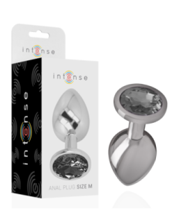 INTENSE - PLUG ANAL METAL ALUMINIO CON CRISTAL NEGRO TALLA M