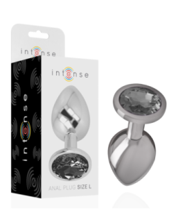 INTENSE - PLUG ANAL METAL ALUMINIO CON CRISTAL NEGRO TALLA L