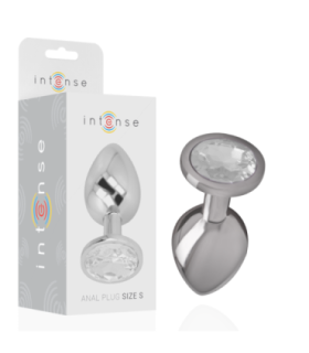 INTENSE - PLUG ANAL METAL ALUMINIO CON CRISTAL PLATA TALLA S