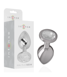 INTENSE - PLUG ANAL METAL ALUMINIO CON CRISTAL PLATA TALLA M
