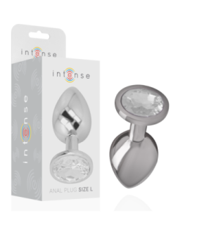 INTENSE - PLUG ANAL METAL ALUMINIO CON CRISTAL PLATA TALLA L