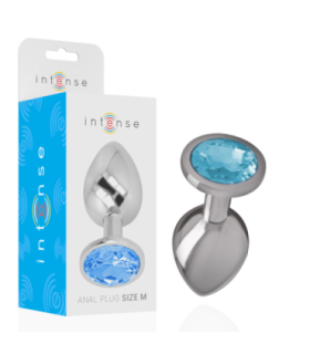 INTENSE - PLUG ANAL METAL ALUMINIO CON CRISTAL AZUL TALLA M