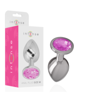 INTENSE - PLUG ANAL METAL ALUMINIO CON CRISTAL ROSA TALLA M