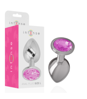 INTENSE - PLUG ANAL METAL ALUMINIO CON CRISTAL ROSA TALLA L