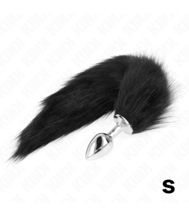 KINK - PLUG ANAL TALLA S 7 X 3 CM CON COLA SINTÉTICA 40 CM NEGRO