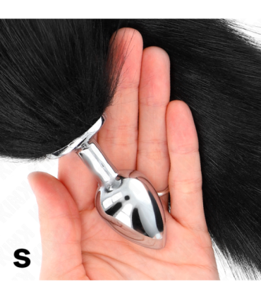 KINK - PLUG ANAL TALLA S 7 X 3 CM CON COLA SINTÉTICA 40 CM NEGRO