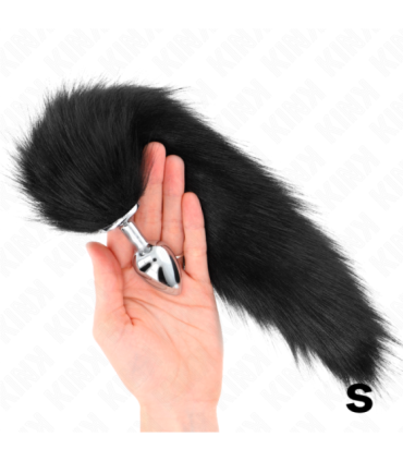 KINK - PLUG ANAL TALLA S 7 X 3 CM CON COLA SINTÉTICA 40 CM NEGRO