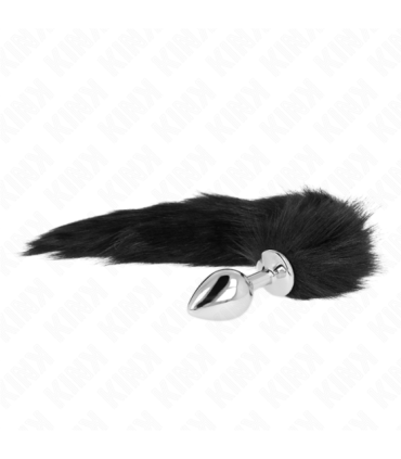 KINK - PLUG ANAL TALLA M 8 X 3.5 CM CON COLA SINTÉTICA 40 CM NEGRO