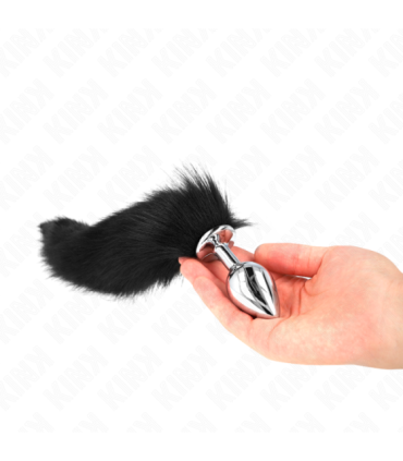 KINK - PLUG ANAL TALLA M 8 X 3.5 CM CON COLA SINTÉTICA 40 CM NEGRO