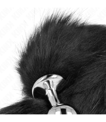 KINK - PLUG ANAL TALLA M 8 X 3.5 CM CON COLA SINTÉTICA 40 CM NEGRO