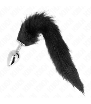 KINK - PLUG ANAL TALLA L 10 X 4 CM CON COLA SINTÉTICA 40 CM NEGRO