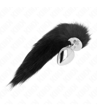 KINK - PLUG ANAL TALLA L 10 X 4 CM CON COLA SINTÉTICA 40 CM NEGRO