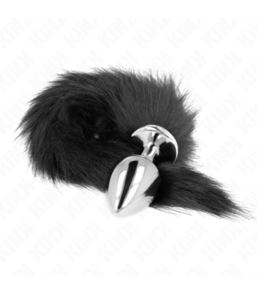 KINK - PLUG ANAL TALLA L 10 X 4 CM CON COLA SINTÉTICA 40 CM NEGRO