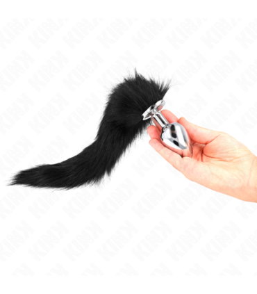 KINK - PLUG ANAL TALLA L 10 X 4 CM CON COLA SINTÉTICA 40 CM NEGRO