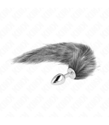 KINK - PLUG ANAL TALLA S 7 X 3 CM CON COLA SINTÉTICA 40 CM PLATEADO