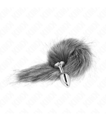 KINK - PLUG ANAL TALLA S 7 X 3 CM CON COLA SINTÉTICA 40 CM PLATEADO