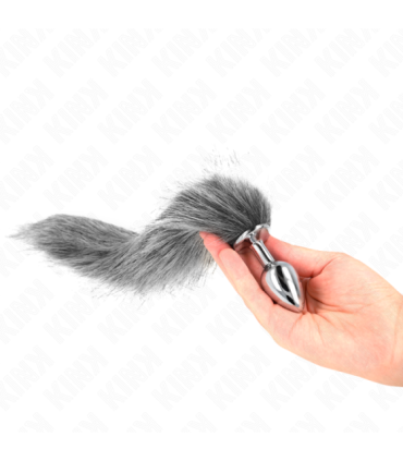 KINK - PLUG ANAL TALLA S 7 X 3 CM CON COLA SINTÉTICA 40 CM PLATEADO