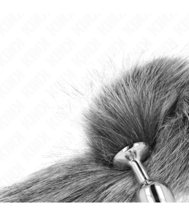 KINK - PLUG ANAL TALLA S 7 X 3 CM CON COLA SINTÉTICA 40 CM PLATEADO