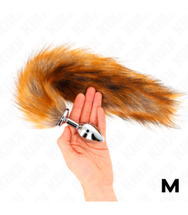 KINK - PLUG ANAL TALLA M 8 X 3.5 CM CON COLA SINTÉTICA 40 CM MARRÓN