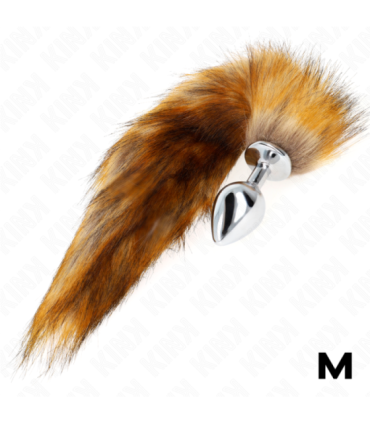 KINK - PLUG ANAL TALLA M 8 X 3.5 CM CON COLA SINTÉTICA 40 CM MARRÓN