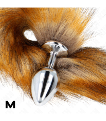 KINK - PLUG ANAL TALLA M 8 X 3.5 CM CON COLA SINTÉTICA 40 CM MARRÓN