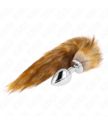 KINK - PLUG ANAL TALLA L 10 X 4 CM CON COLA SINTÉTICA 40 CM MARRÓN