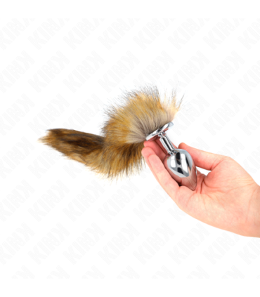 KINK - PLUG ANAL TALLA L 10 X 4 CM CON COLA SINTÉTICA 40 CM MARRÓN