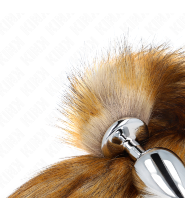 KINK - PLUG ANAL TALLA L 10 X 4 CM CON COLA SINTÉTICA 40 CM MARRÓN