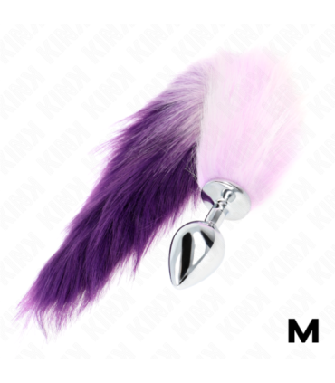 KINK - PLUG ANAL TALLA M 8 X 3.5 CM CON COLA SINTÉTICA 40 CM VIOLETA