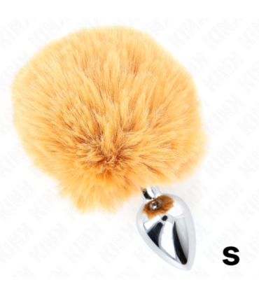 KINK - PLUG 7 x 3 CM DE ACERO INOXIDABLE CON COLA DE CONEJO PIEL SINTÉTICA 8 CM BEIGE