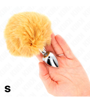 KINK - PLUG 7 x 3 CM DE ACERO INOXIDABLE CON COLA DE CONEJO PIEL SINTÉTICA 8 CM BEIGE