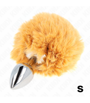 KINK - PLUG 7 x 3 CM DE ACERO INOXIDABLE CON COLA DE CONEJO PIEL SINTÉTICA 8 CM BEIGE