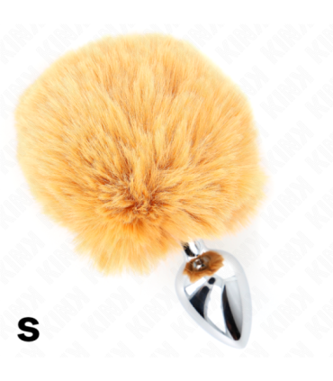 KINK - PLUG 7 x 3 CM DE ACERO INOXIDABLE CON COLA DE CONEJO PIEL SINTÉTICA 8 CM BEIGE