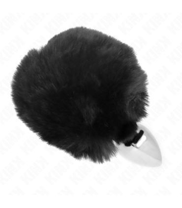 KINK - PLUG 7 x 3 CM DE ACERO INOXIDABLE CON COLA DE CONEJO PIEL SINTÉTICA 8 CM NEGRO