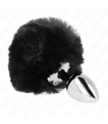 KINK - PLUG 7 x 3 CM DE ACERO INOXIDABLE CON COLA DE CONEJO PIEL SINTÉTICA 8 CM NEGRO