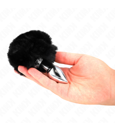 KINK - PLUG 7 x 3 CM DE ACERO INOXIDABLE CON COLA DE CONEJO PIEL SINTÉTICA 8 CM NEGRO