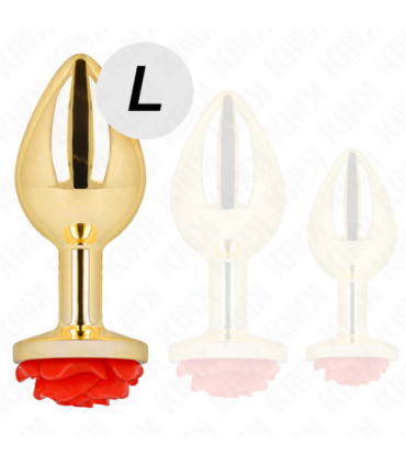 KINK - PLUG ANAL DORADO ROSA ROJA TALLA L