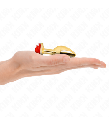 KINK - PLUG ANAL DORADO ROSA ROJA TALLA S