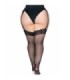 LEG AVENUE - OUTLET - MEDIAS DE NYLON NEGRAS CON ENCAJE SUPERIOR PLUS