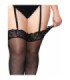 LEG AVENUE - OUTLET - MEDIAS DE NYLON NEGRAS CON ENCAJE SUPERIOR PLUS
