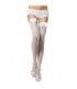 LEG AVENUE - MEDIAS BLANCAS CON DETALLE SUPERIOR DE ENCAJE Y LAZO SATINADO