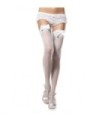 LEG AVENUE - MEDIAS BLANCAS CON DETALLE SUPERIOR DE ENCAJE Y LAZO SATINADO
