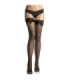 LEG AVENUE - MEDIAS DE REJILLA NEGRA CON DETALLE SUPERIOR DE ENCAJE Y LAZO