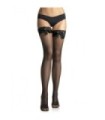 LEG AVENUE - MEDIAS DE REJILLA NEGRA CON DETALLE SUPERIOR DE ENCAJE Y LAZO