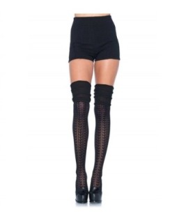 LEG AVENUE - CALCETINES PUNTILLA FRUNCIDOS NEGRO