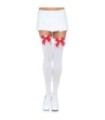 LEG AVENUE - MEDIAS NYLON BLANCO Y LAZO ROJO